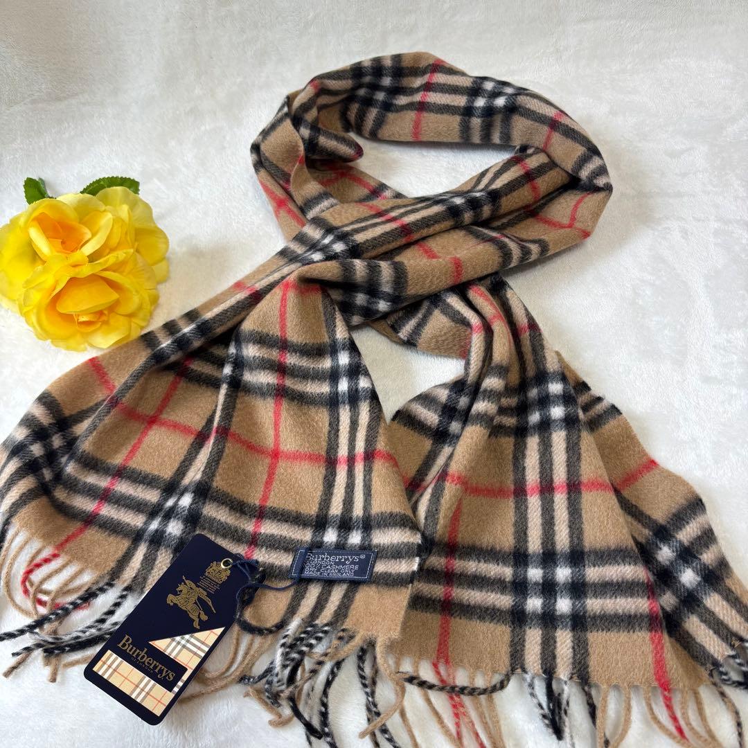 未使用✨タグ付きBurberrys バーバリー カシミヤ　マフラー 英国製