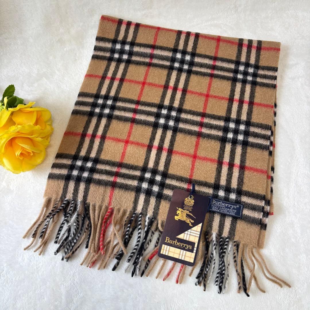 未使用✨タグ付きBurberrys バーバリー カシミヤ　マフラー 英国製