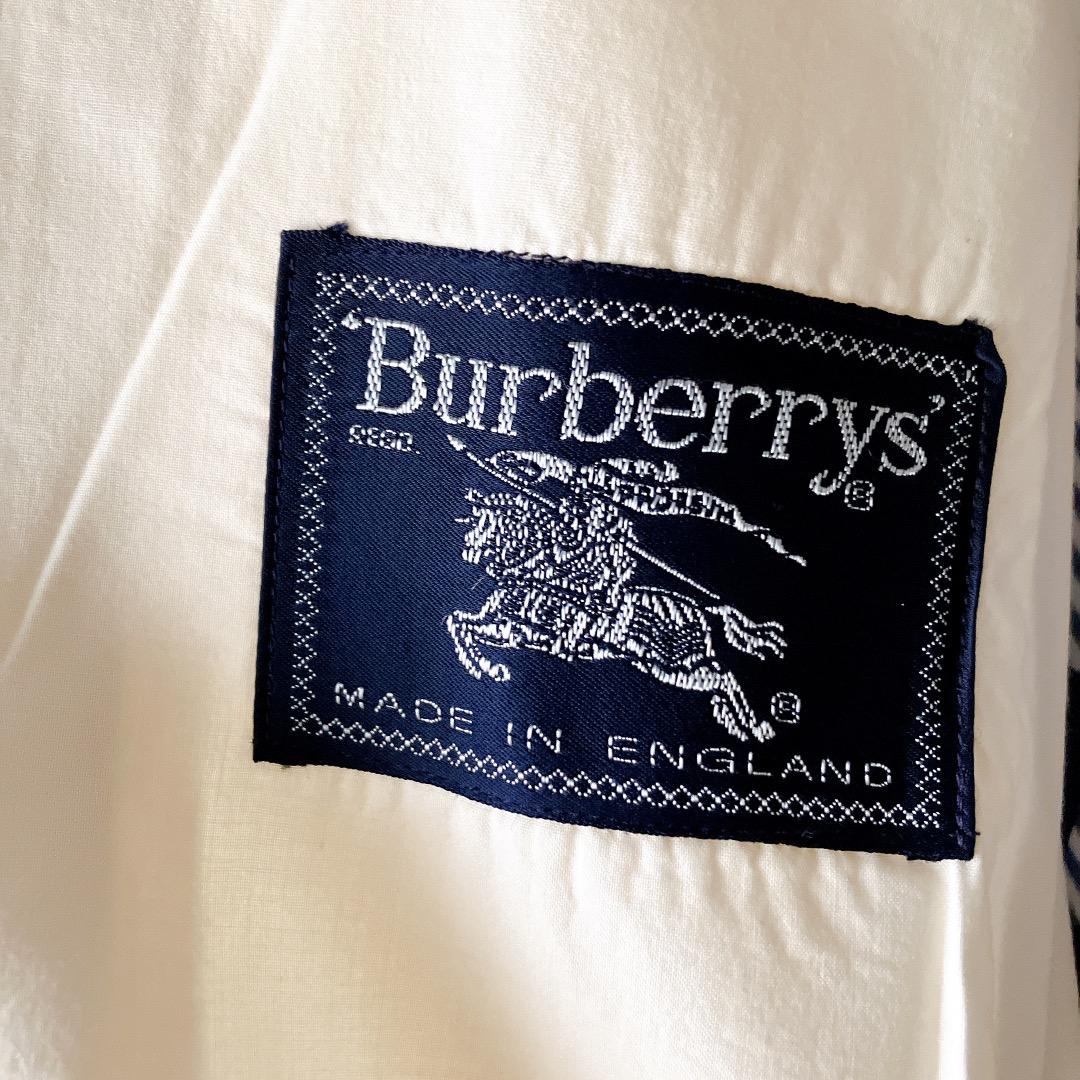 バーバリー　☘️スプリングコート　アイボリー　金ボタン　裏ビッグロゴ　ロゴ刺繍