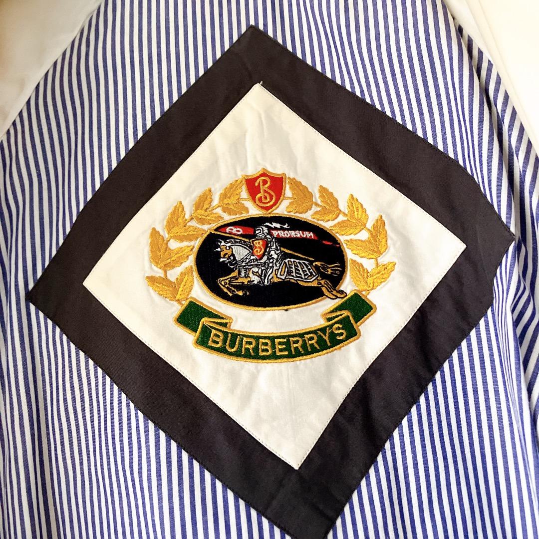 バーバリー　☘️スプリングコート　アイボリー　金ボタン　裏ビッグロゴ　ロゴ刺繍