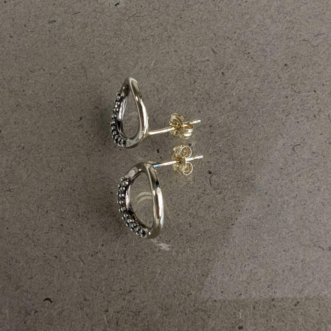 ete　エテ　ビジュー　サークルピアス　K18YG　SV925　イエローゴールド