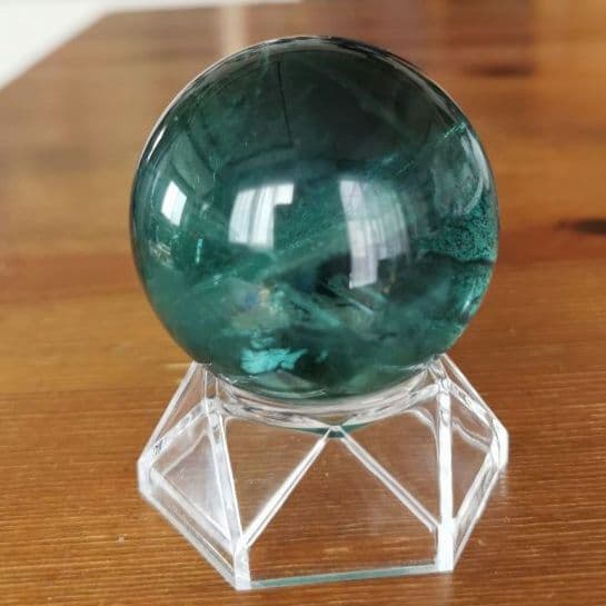 台座付き 雑色有 虹入り フローライト 丸玉 C