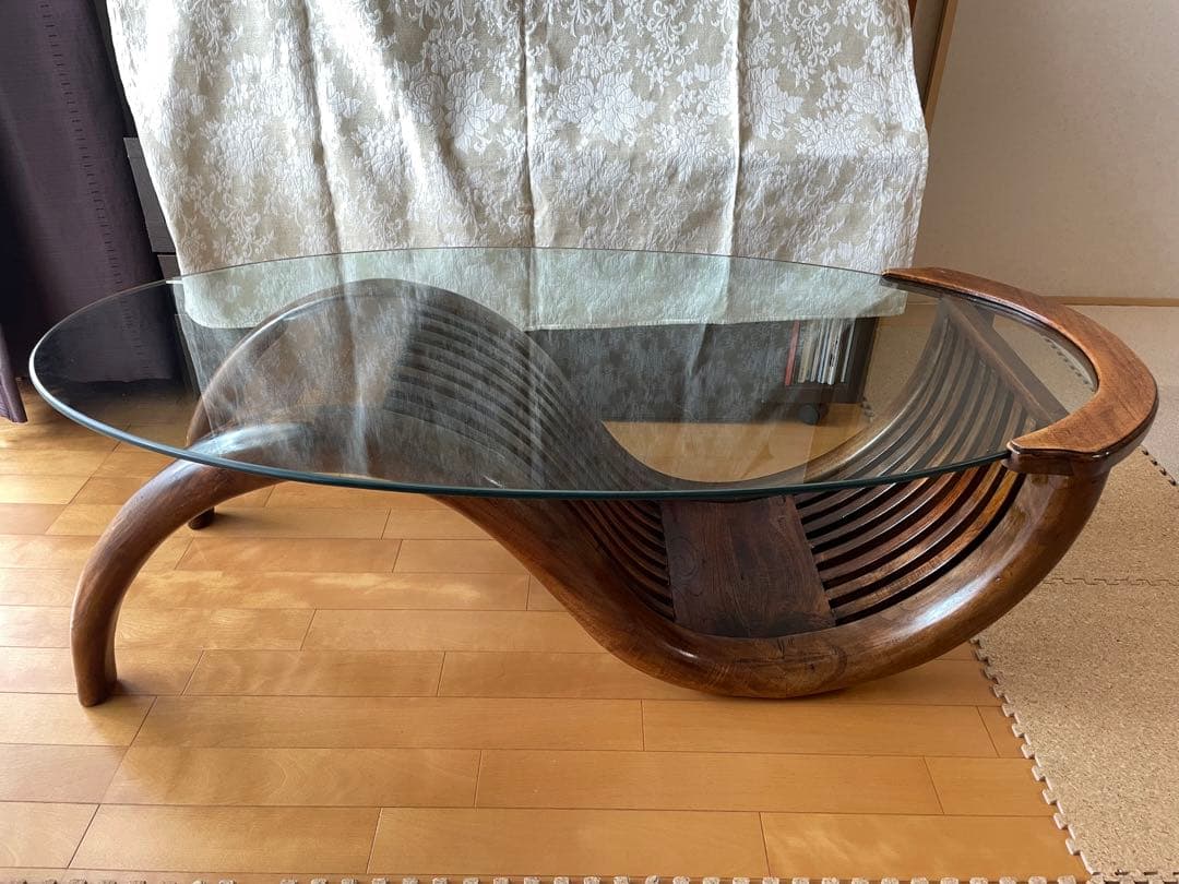 センターテーブル　木製　ガラス
