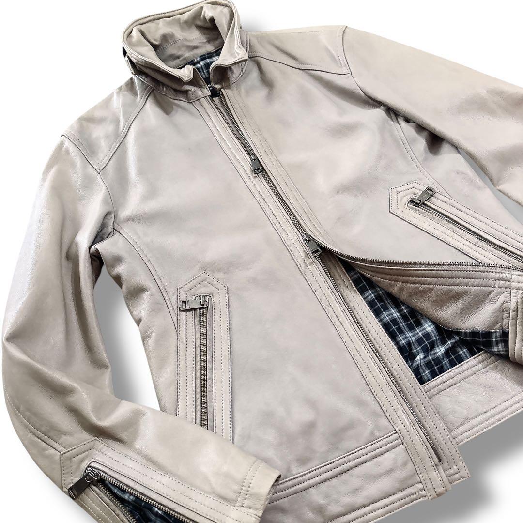 希少色 グレー BURBERRY BLACK LABEL レザージャケット M