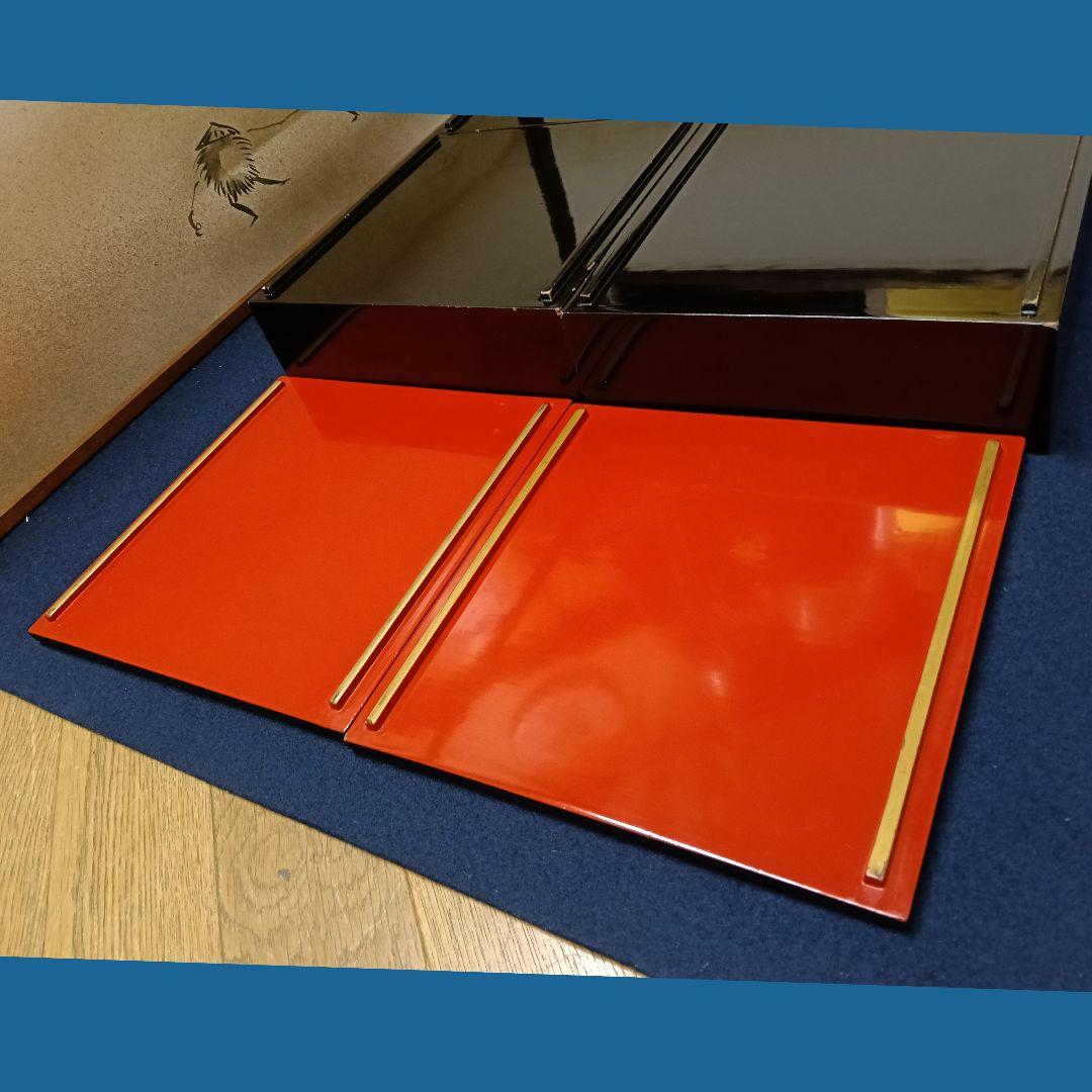 AM85 輪島塗 重箱 家紋入 四段重 替蓋付 丁子紋 おせち お正月