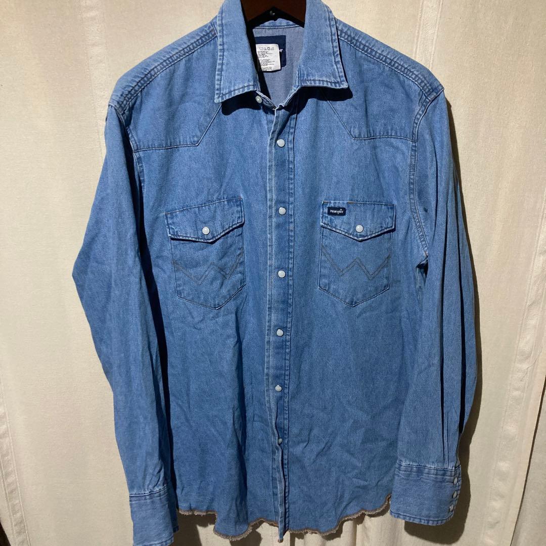 90s キムタク着 wrangler ラングラー デニムウエスタンシャツ