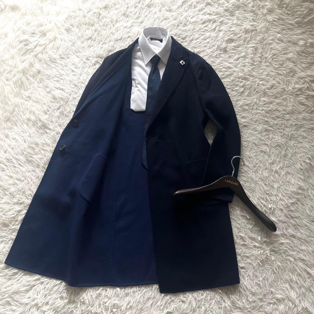 <美品>LARDINI リバーシブル ウール チェスターコート サイズ46