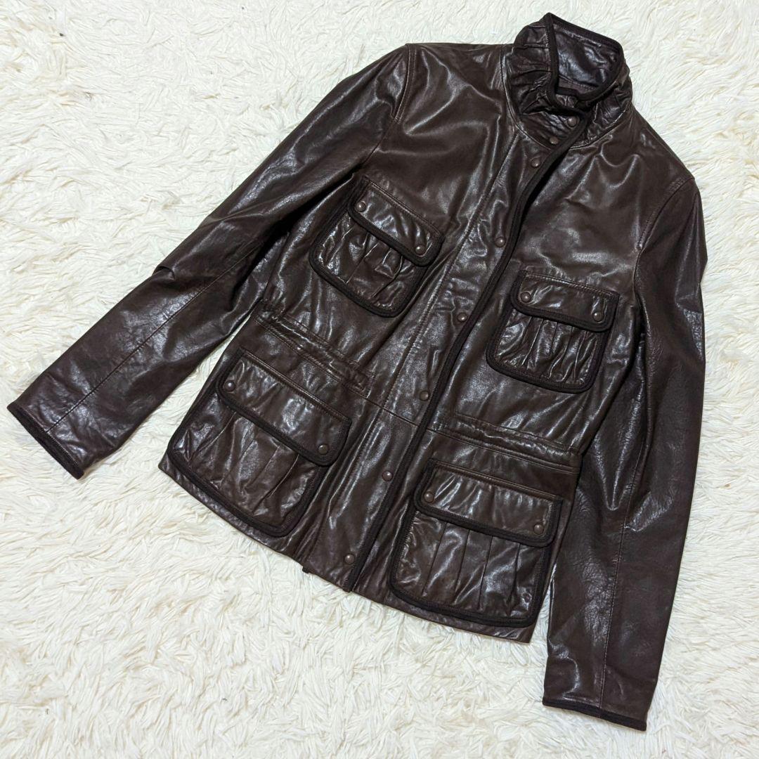 美品✨バリー　ラムレザー　ジャケット　ライダース　ブラウン　40サイズ