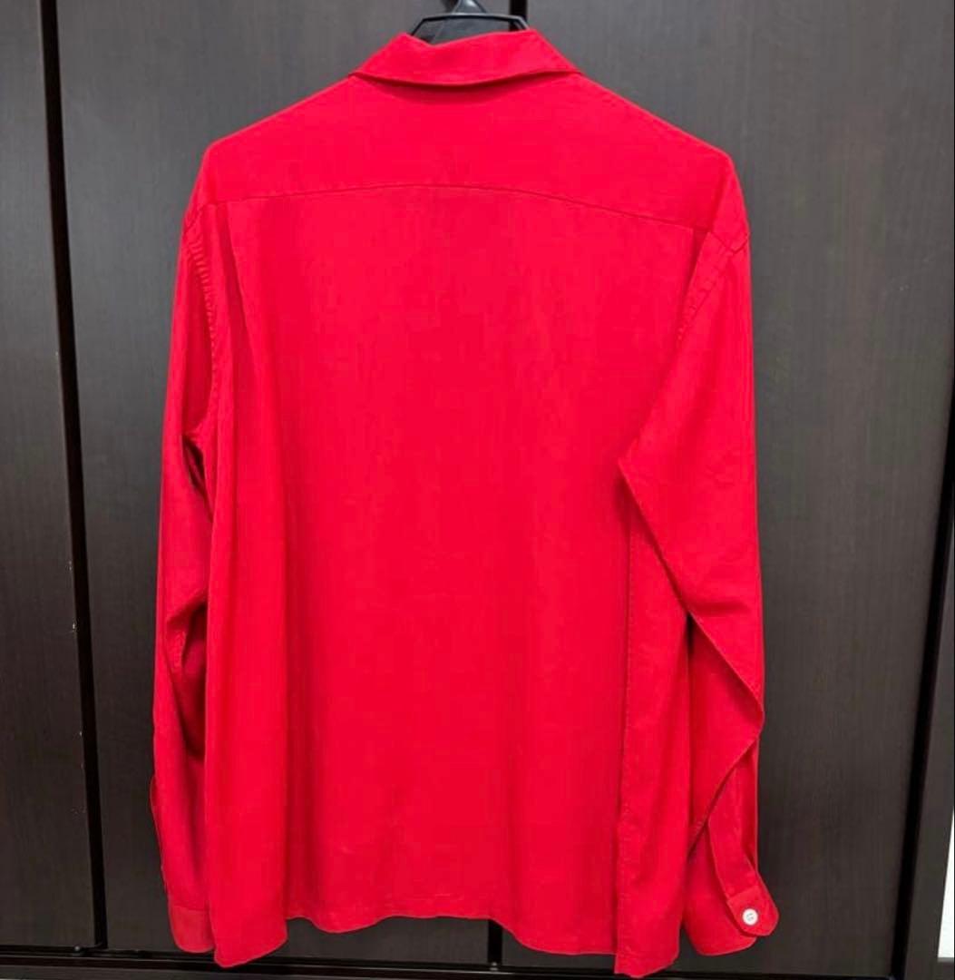 50s ビンテージ　レーヨン　開襟　シャツ　トレンドカラー　レッド　L XL