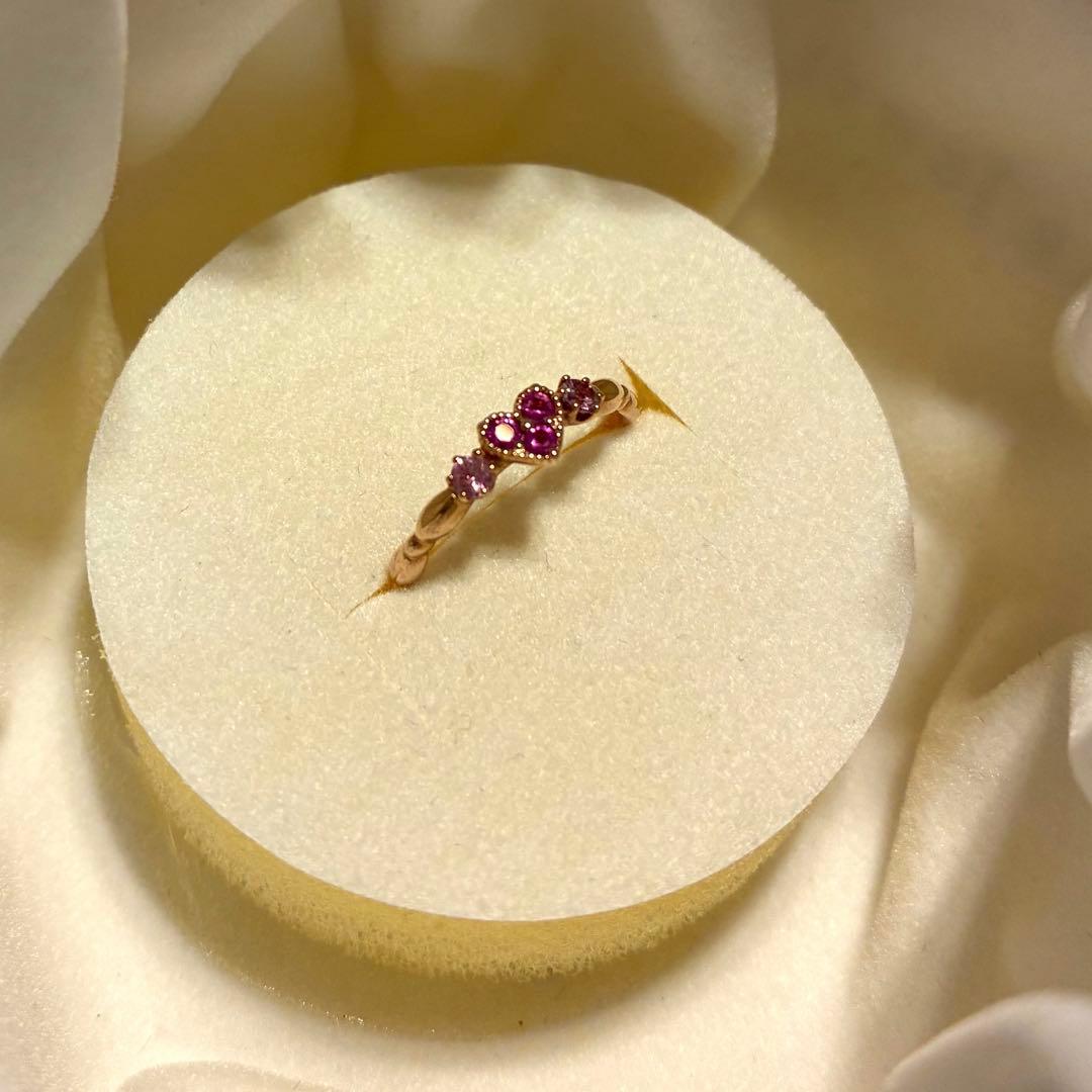 STAR JEWELRY K10 PG ピンクサファイア ピンキーリング 2号