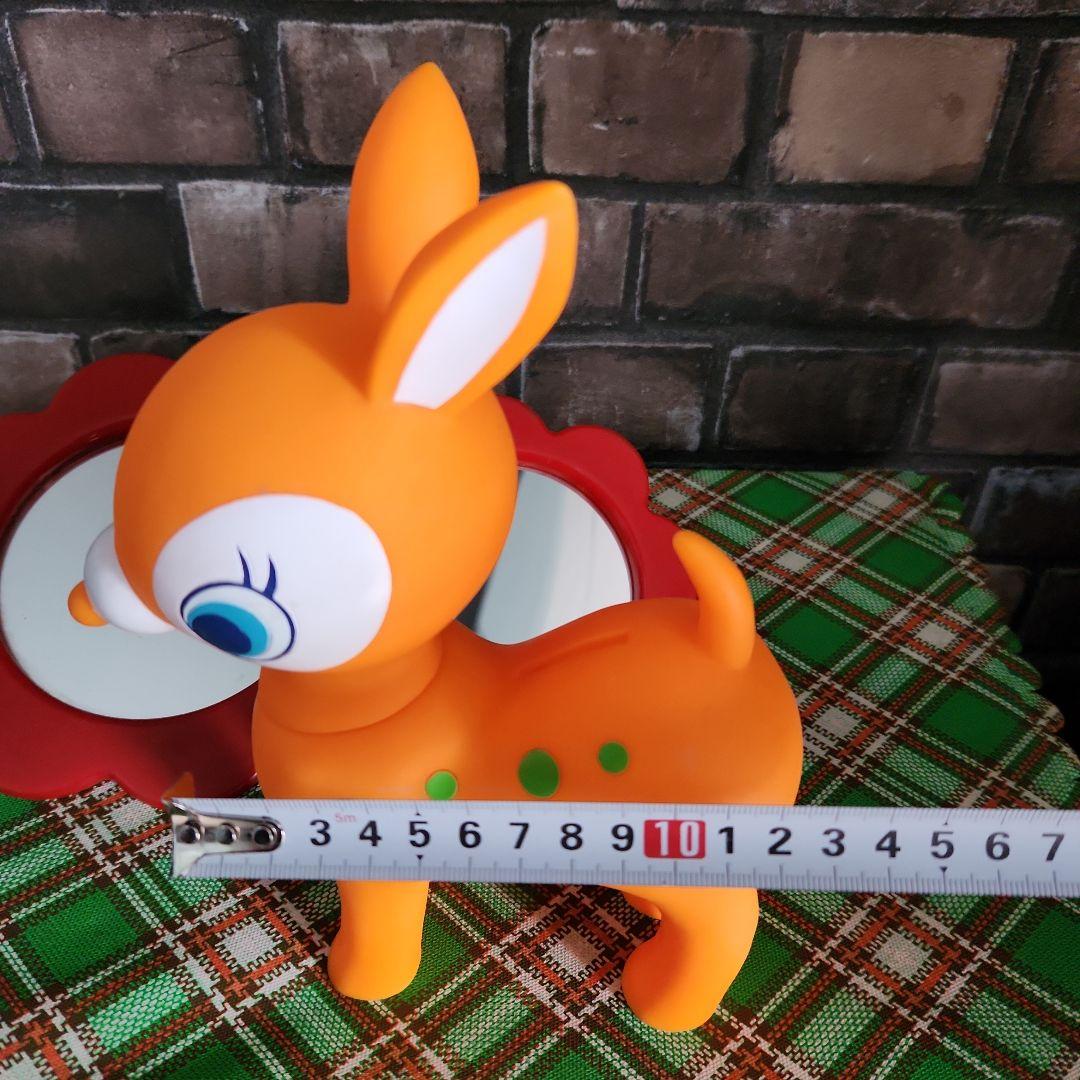 ☘️昭和レトロポップ☘️オレンジ色の子鹿貯金箱&フラワーミラー