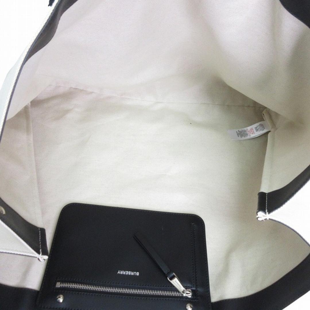 バーバリー BURBERRY ディールコットンブレンド トートホワイト×ブラック