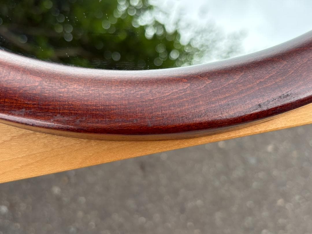 秋田木工 ウォールミラー 壁掛け 鏡 丸型 直径約40ｃｍ 曲木 柳宗理