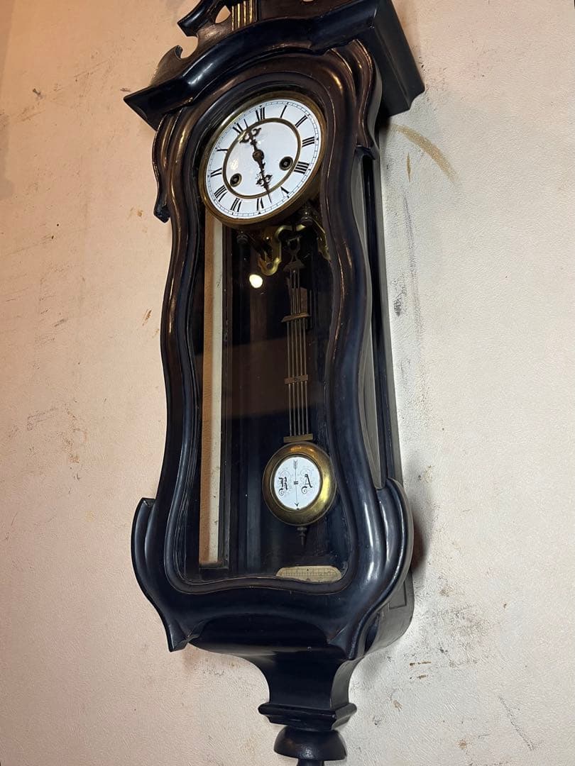 ユンハンス　バイオリン型　柱時計　古時計　振り子　ゼンマイ　レトロ　精工舎