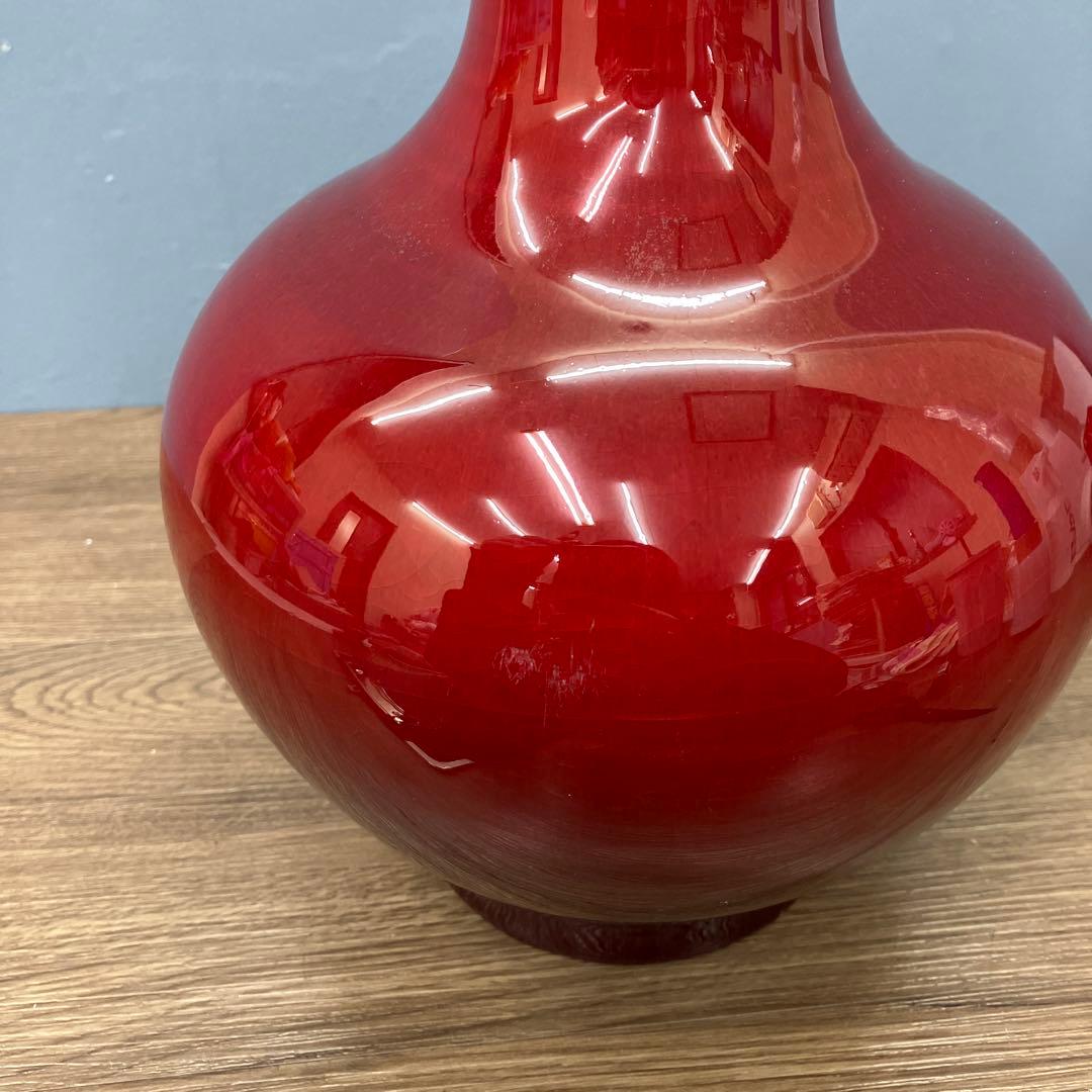 4F 中国名陶 景徳鎮製 郎窯紅（赤釉）花瓶 骨董 古美術品 花瓶 花器