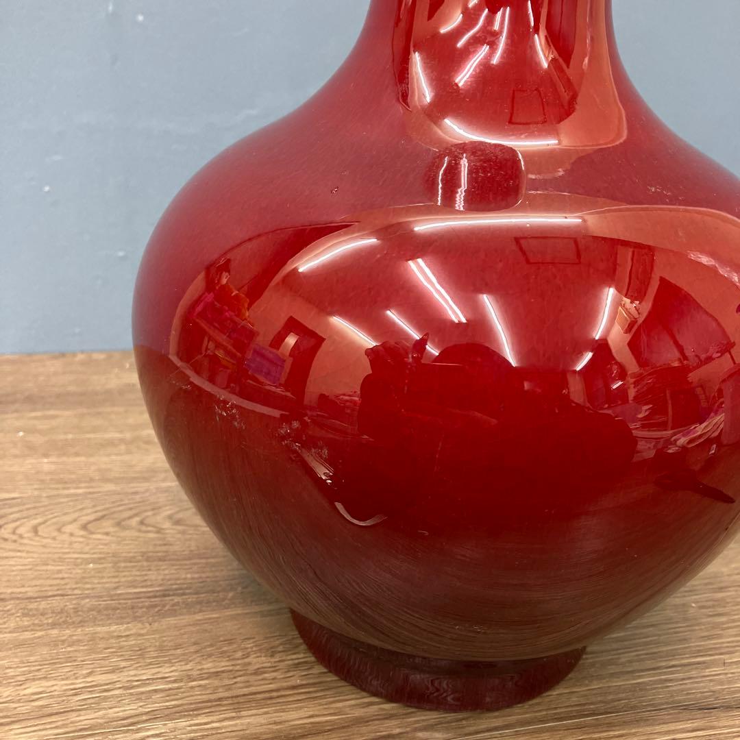 4F 中国名陶 景徳鎮製 郎窯紅（赤釉）花瓶 骨董 古美術品 花瓶 花器