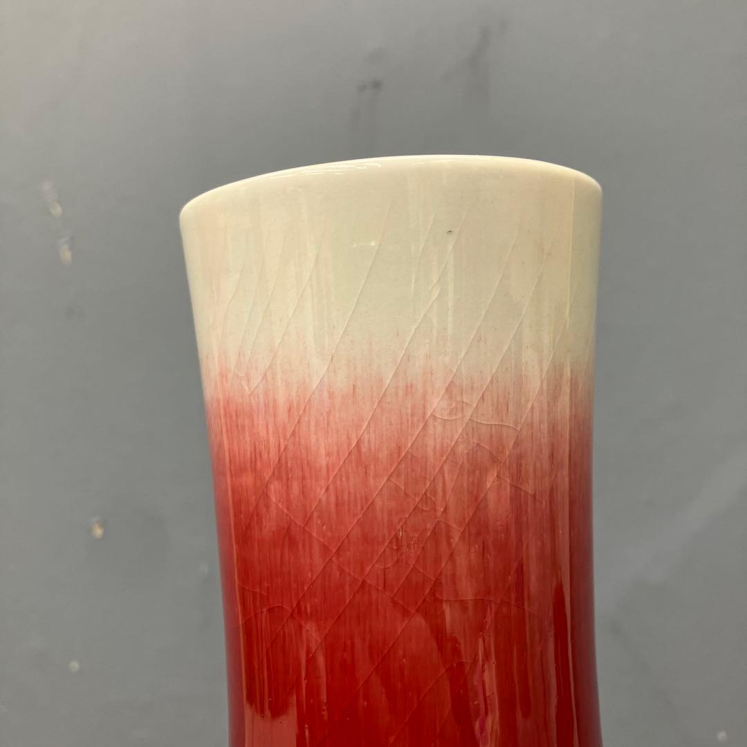 4F 中国名陶 景徳鎮製 郎窯紅（赤釉）花瓶 骨董 古美術品 花瓶 花器