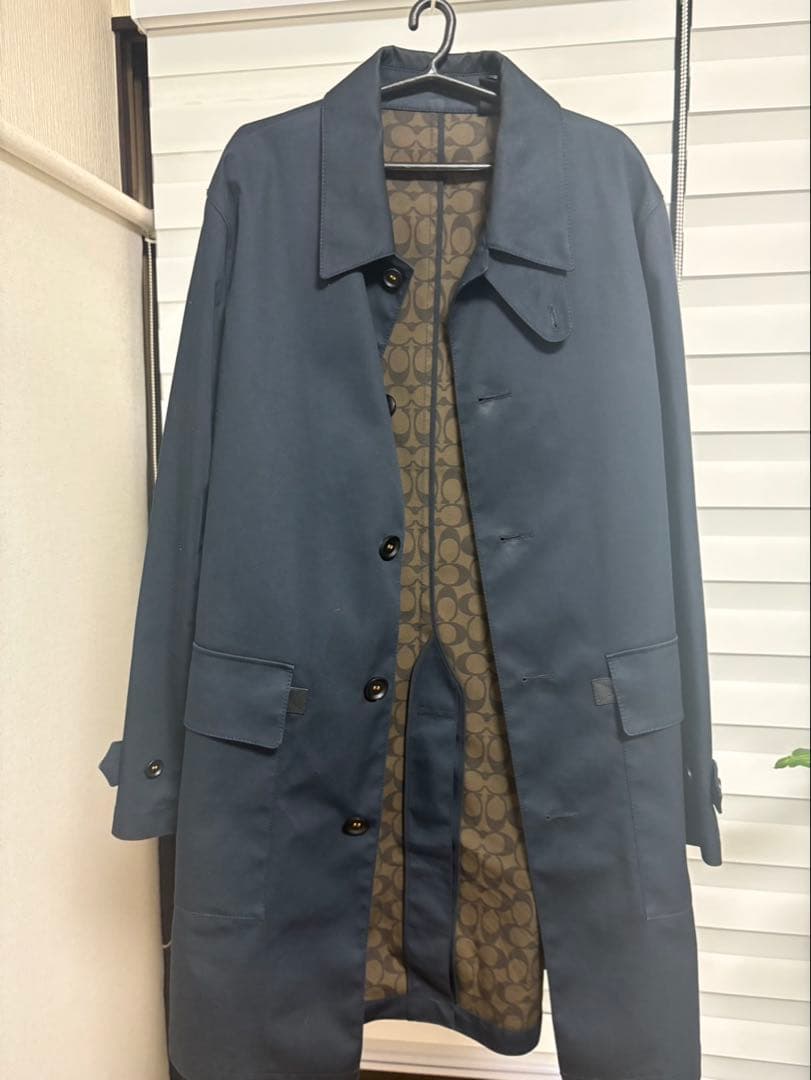COACH ネイビー トレンチコート Lサイズ