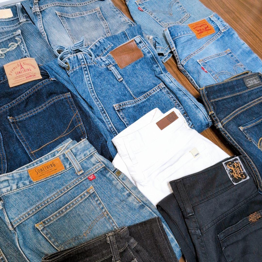 ブランドデニムパンツまとめ売り45本 リメイク素材 リペア ハンドメイド生地