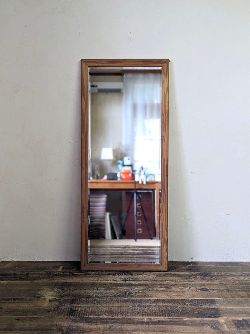 木製ナチュラルスタンドミラー 縦長 全身鏡