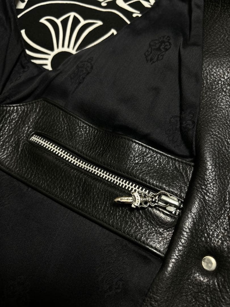 購入用 chromeheartsレザーベスト 8BTN