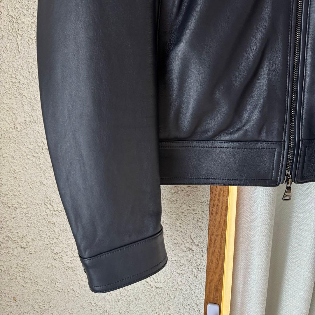 【専用】EMMETI Juri シングルライダースジャケット 羊革 濃紺 46