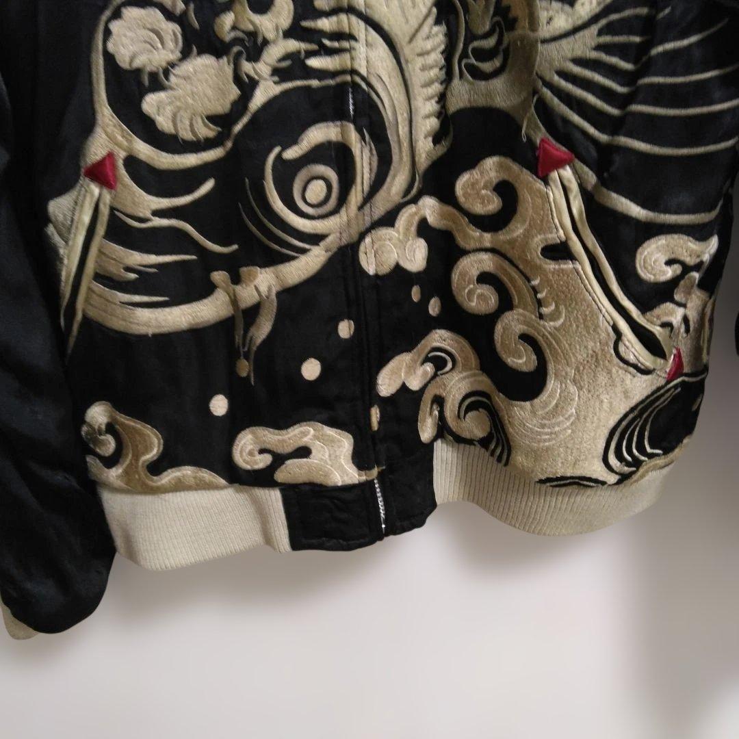 SCRIPT 花旅楽団 スカジャン 鯉×龍 リバーシブル 赤×黒　M