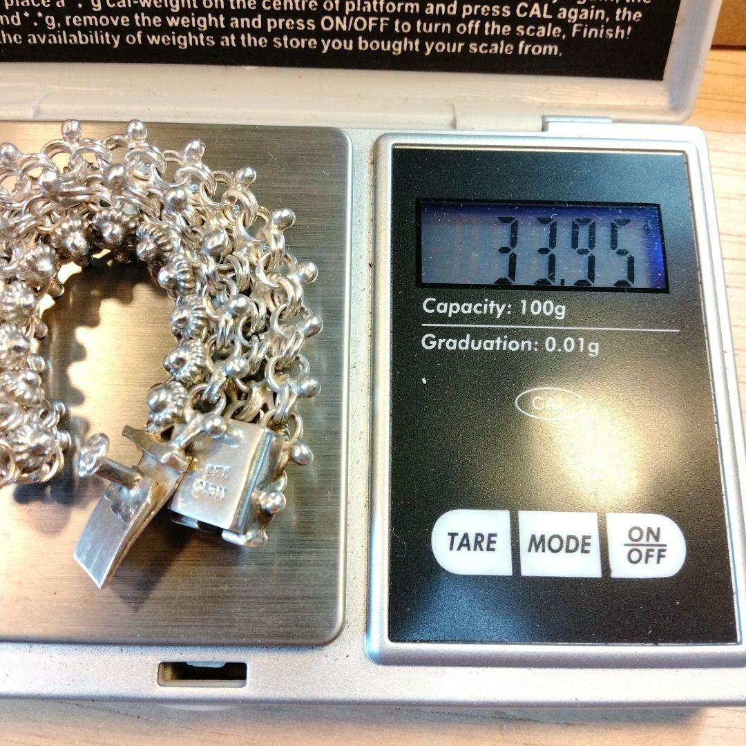 約18.5cm シルバー 925 ハンドメイド フラワーモチーフ ブレスレット