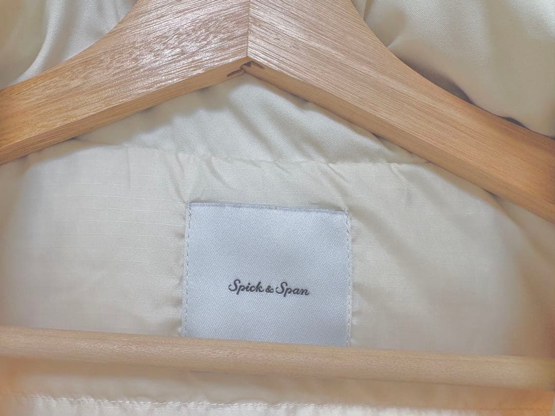 Spick & Span 撥水フーデッドダウンハーフコート ホワイト