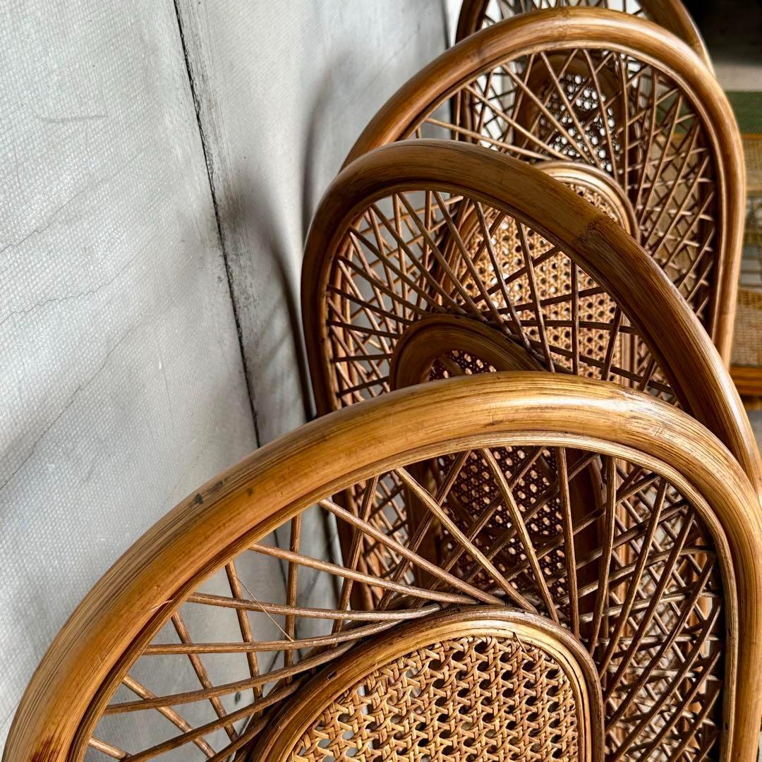 ꧁オールドラタン꧂4連パーティション　間仕切り　藤　アジアン　アンティーク