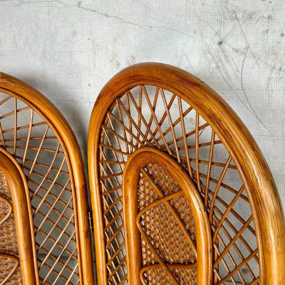 ꧁オールドラタン꧂4連パーティション　間仕切り　藤　アジアン　アンティーク