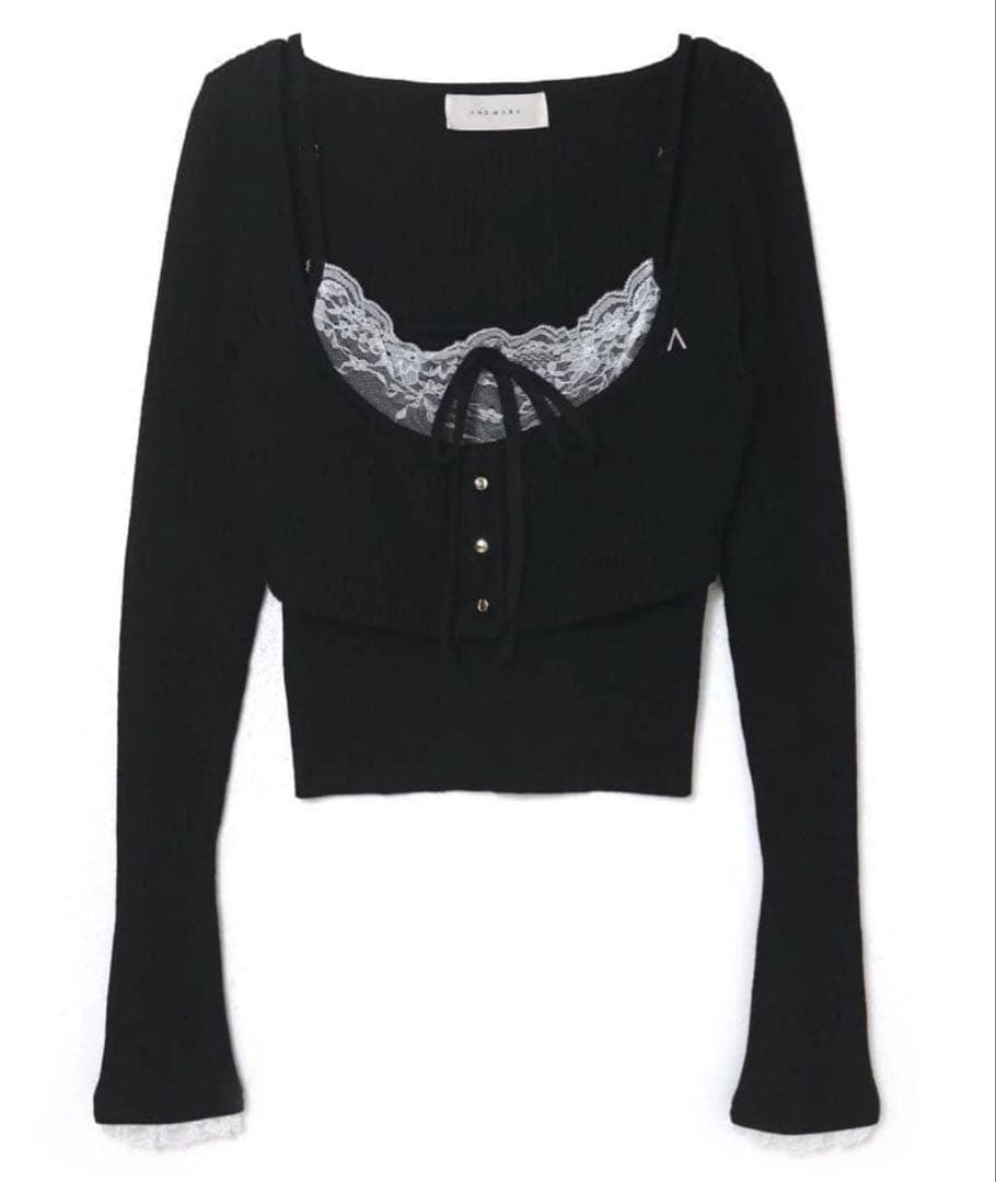 トップス Andmary Brenda lace knit set black