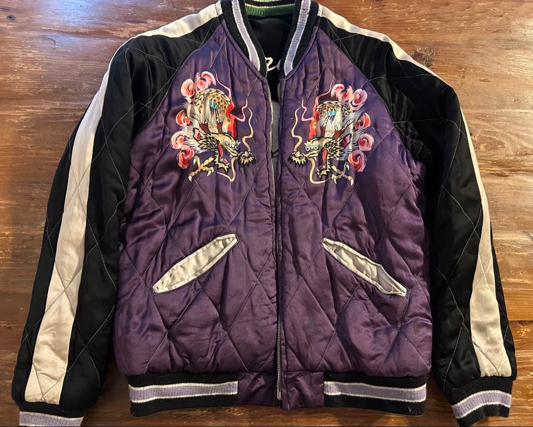 港商　スカジャン　テーラー東洋　KOSHO ドラゴン　龍　スカル　サイズS