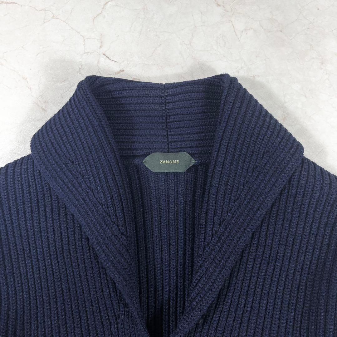 ✨美品 Zanone ショールカラー カーディガン 5ゲージ リブニット