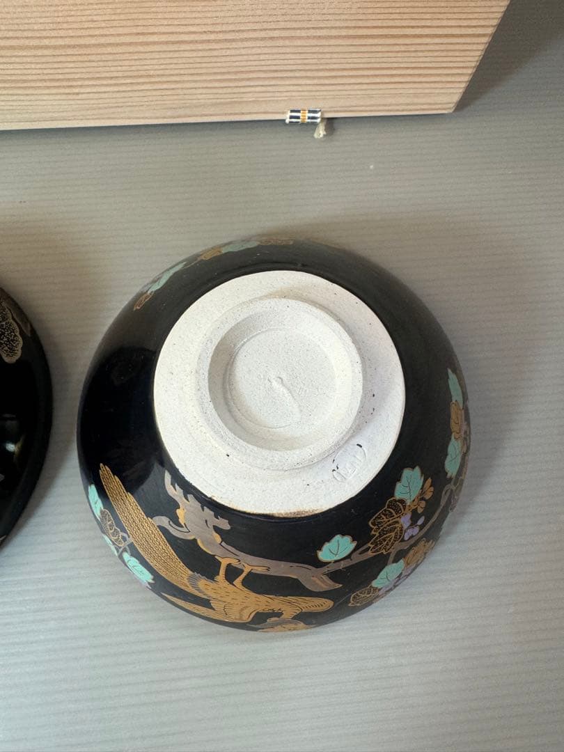 2787 原平窯　瑞鳥鳳凰　金銀天目抹茶茶碗　2客　未使用