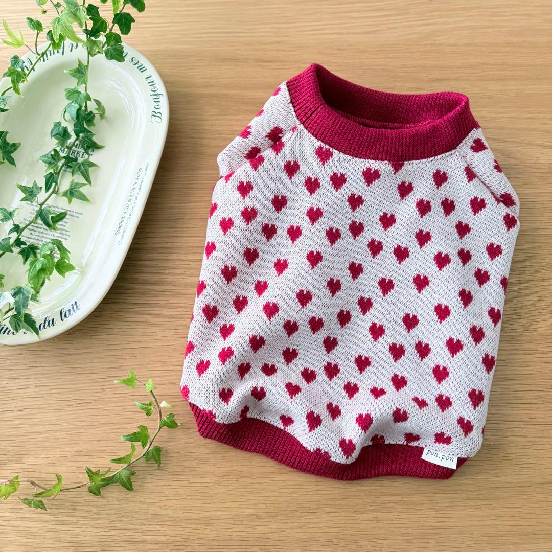 ハートニット/red ラグラン　フレブル服　ハンドメイド