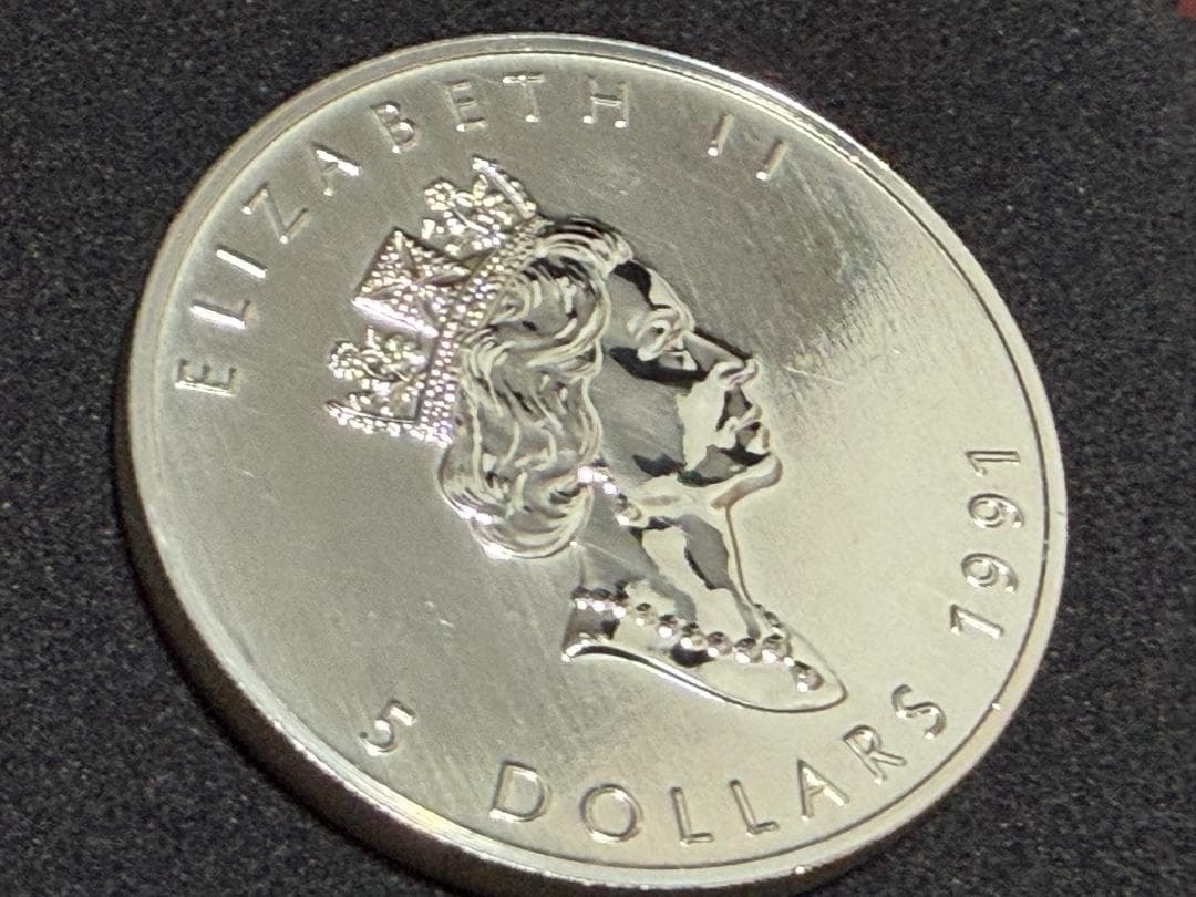メイプルリーフ銀貨 1991年 カナダ 5ドル 純銀硬貨