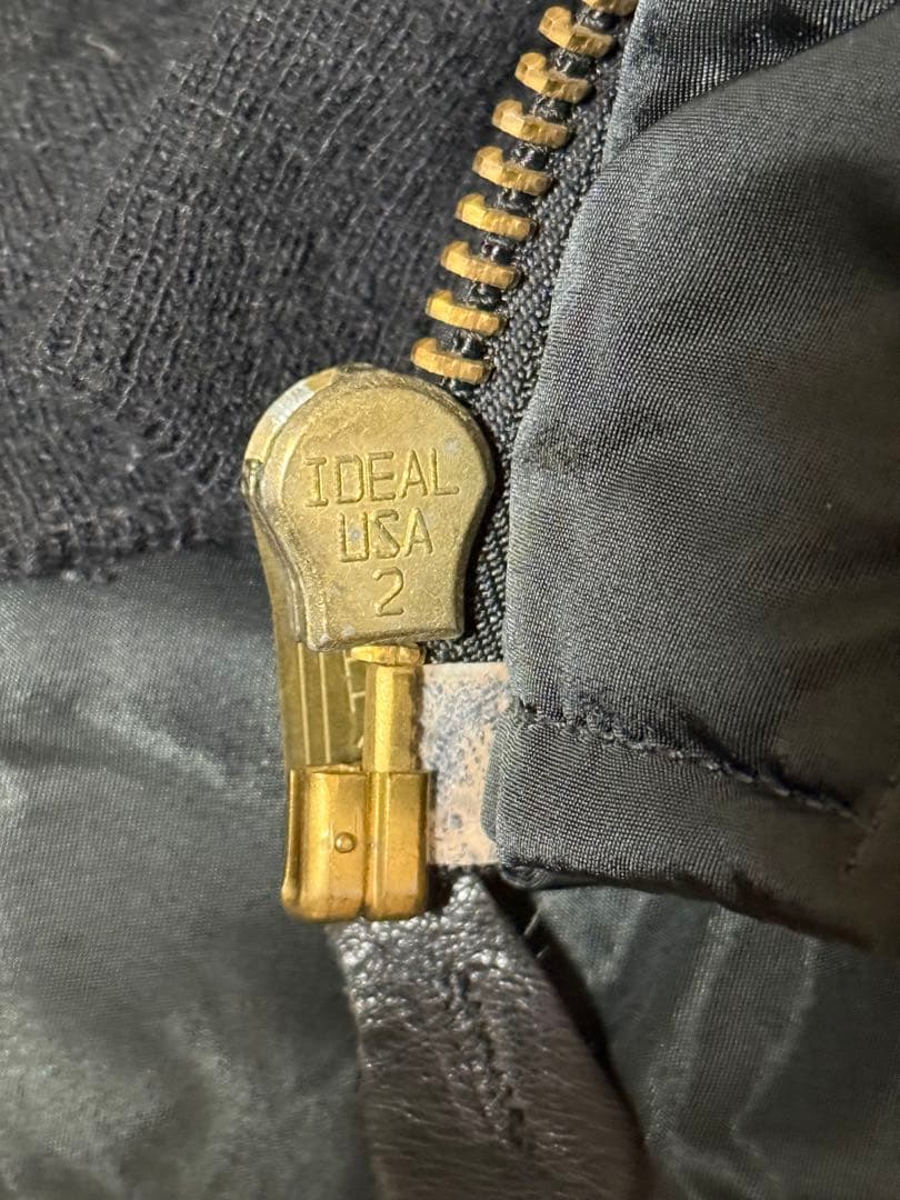 80s USA製 ALPHA MA-1 黒裏地 IDEALジップ M アルファ社