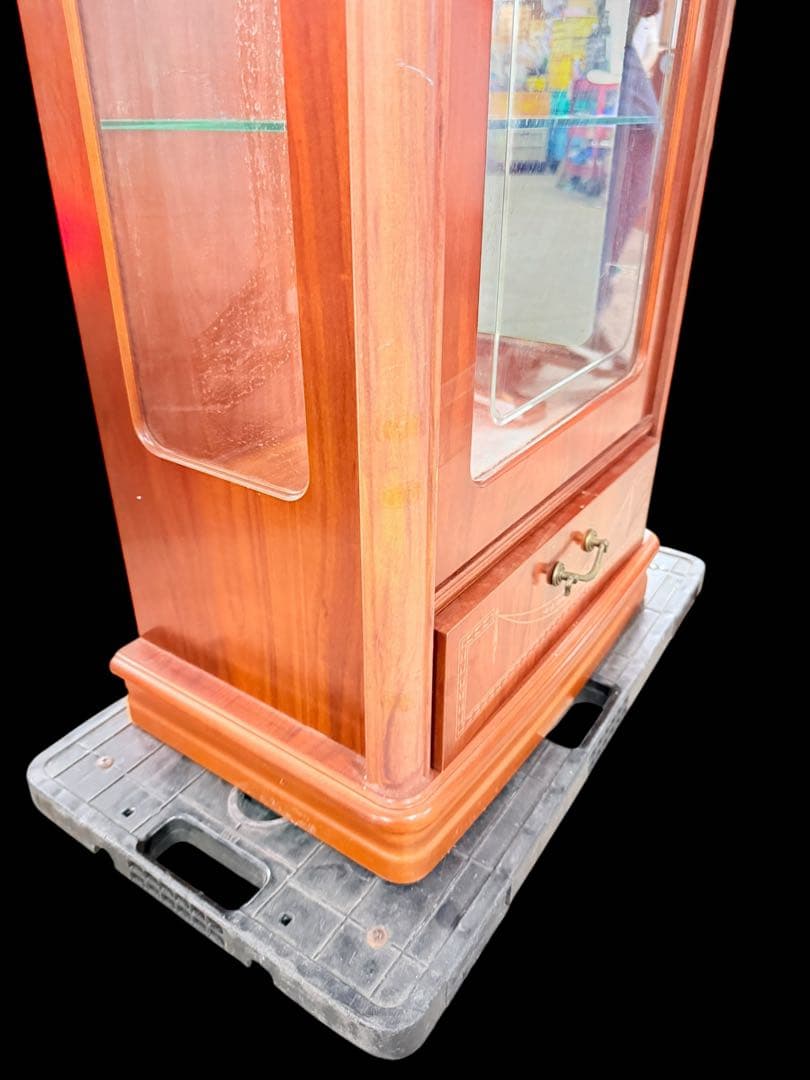 【象嵌】アンティーク ガラスキャビネット 飾り棚 イタリア ヴィンテージ レア