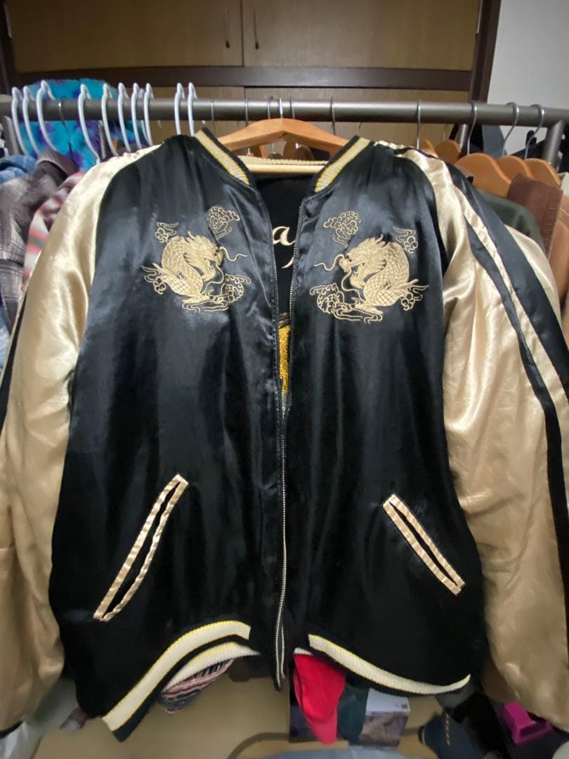 【Doragon fri】90s ヴィンテージ　ベロアスカジャン　リバーシブル