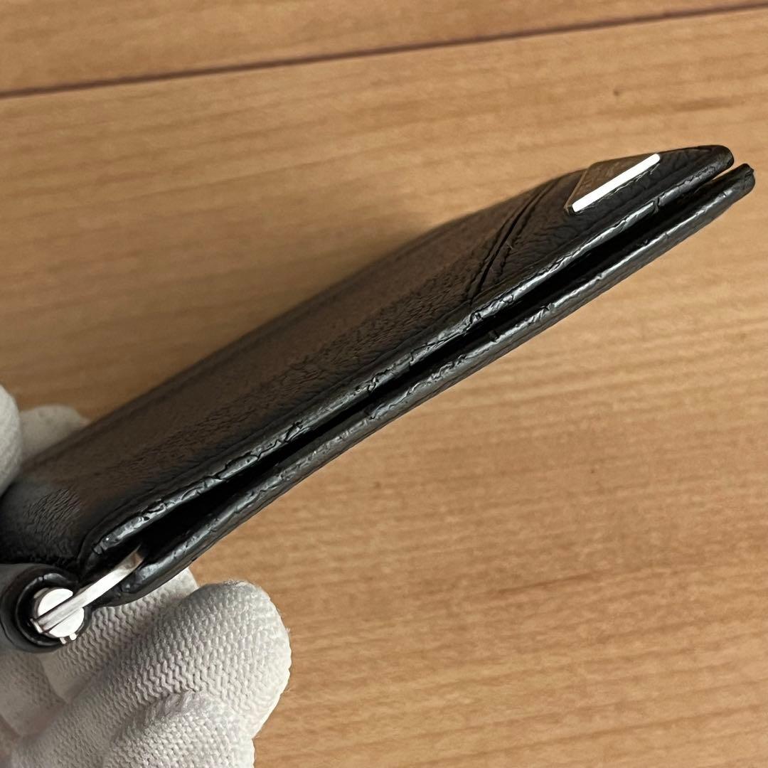 PRADA プラダ マネークリップ メンズ ブルー 青色 レザー ロゴ　ICタグ