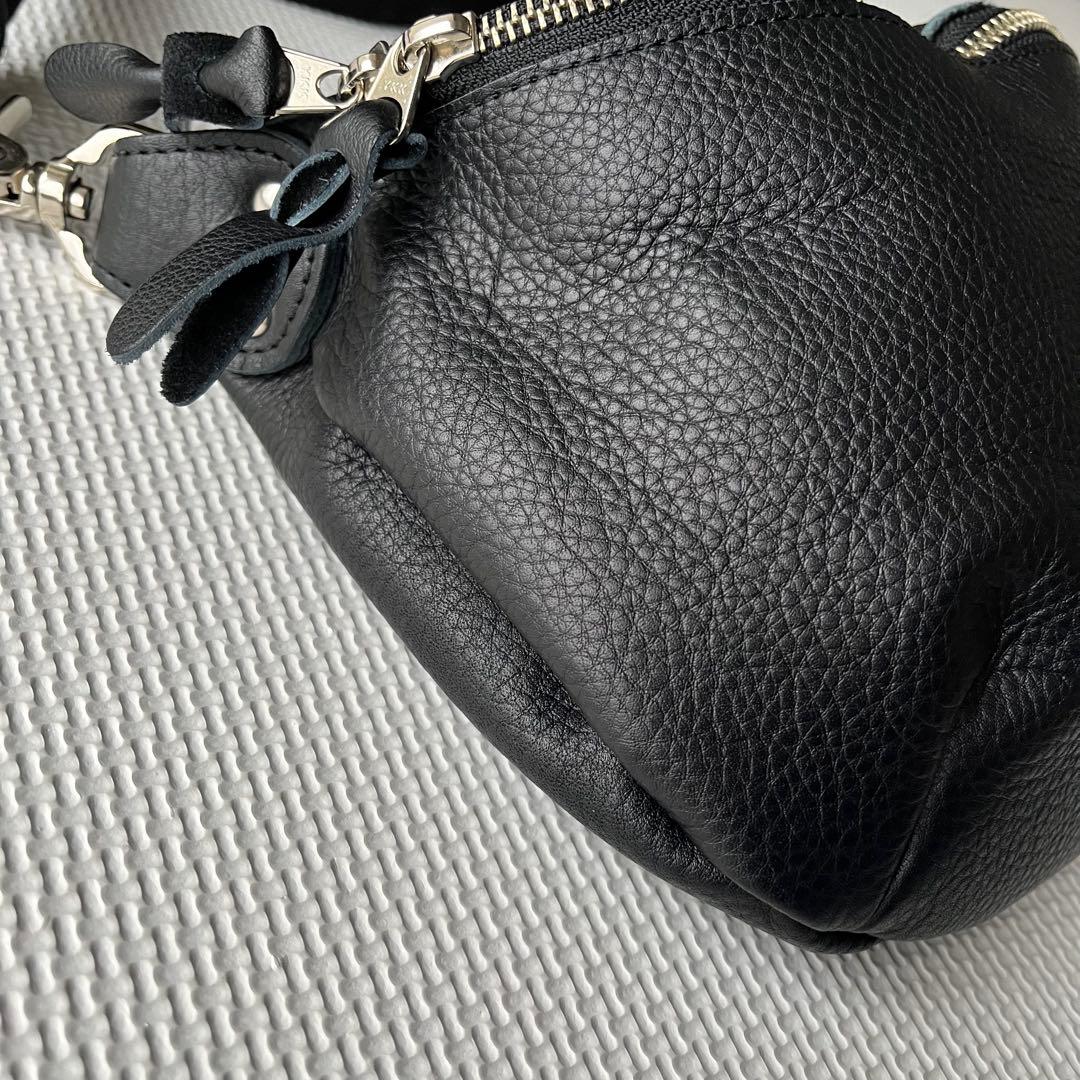 美品 Butler Verner Sails シボ オールレザーボディバッグ 黒