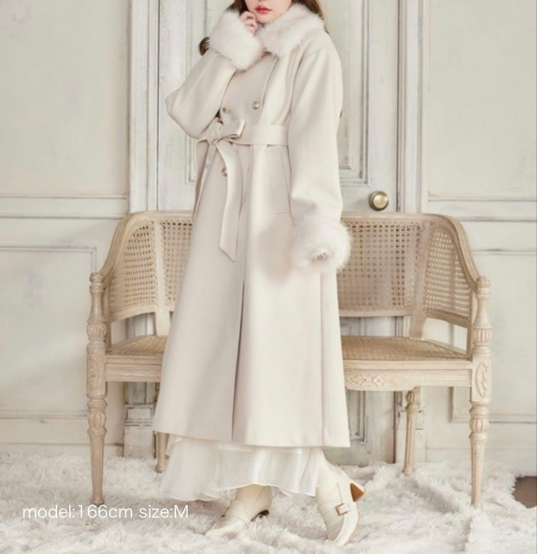 新品未使用 NICE CLAUP フェイクファー付きロングコート ナイスクラップ