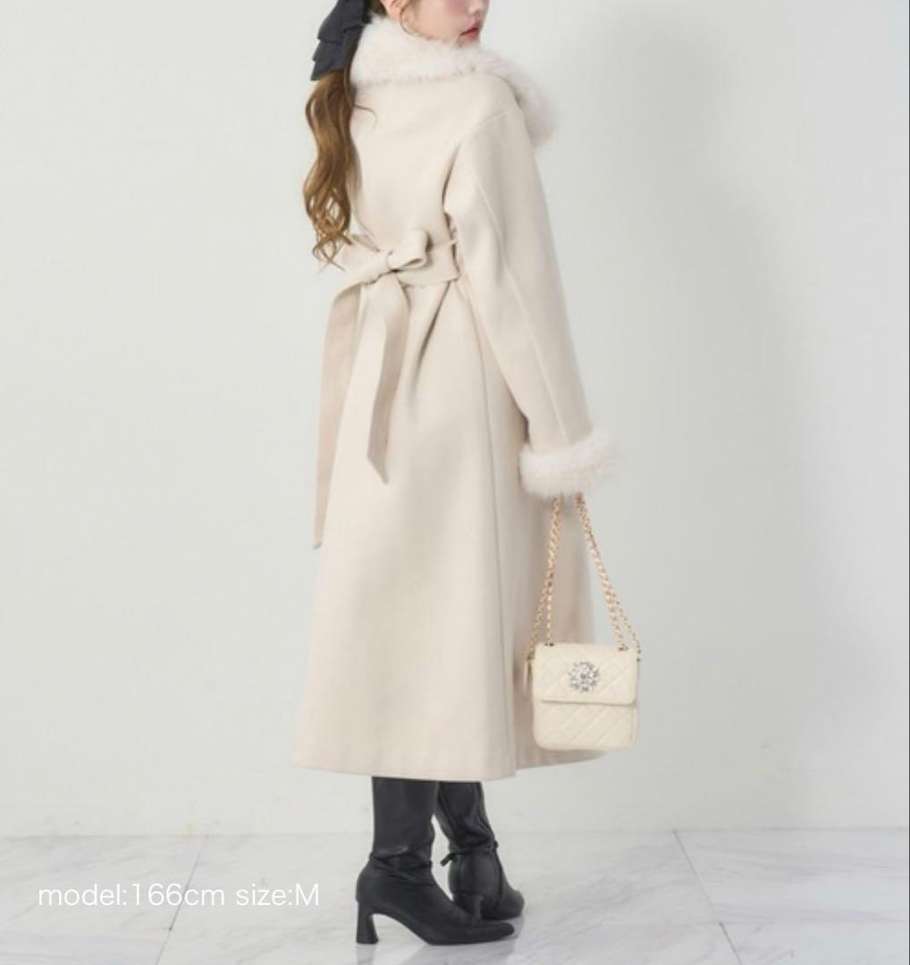 新品未使用 NICE CLAUP フェイクファー付きロングコート ナイスクラップ