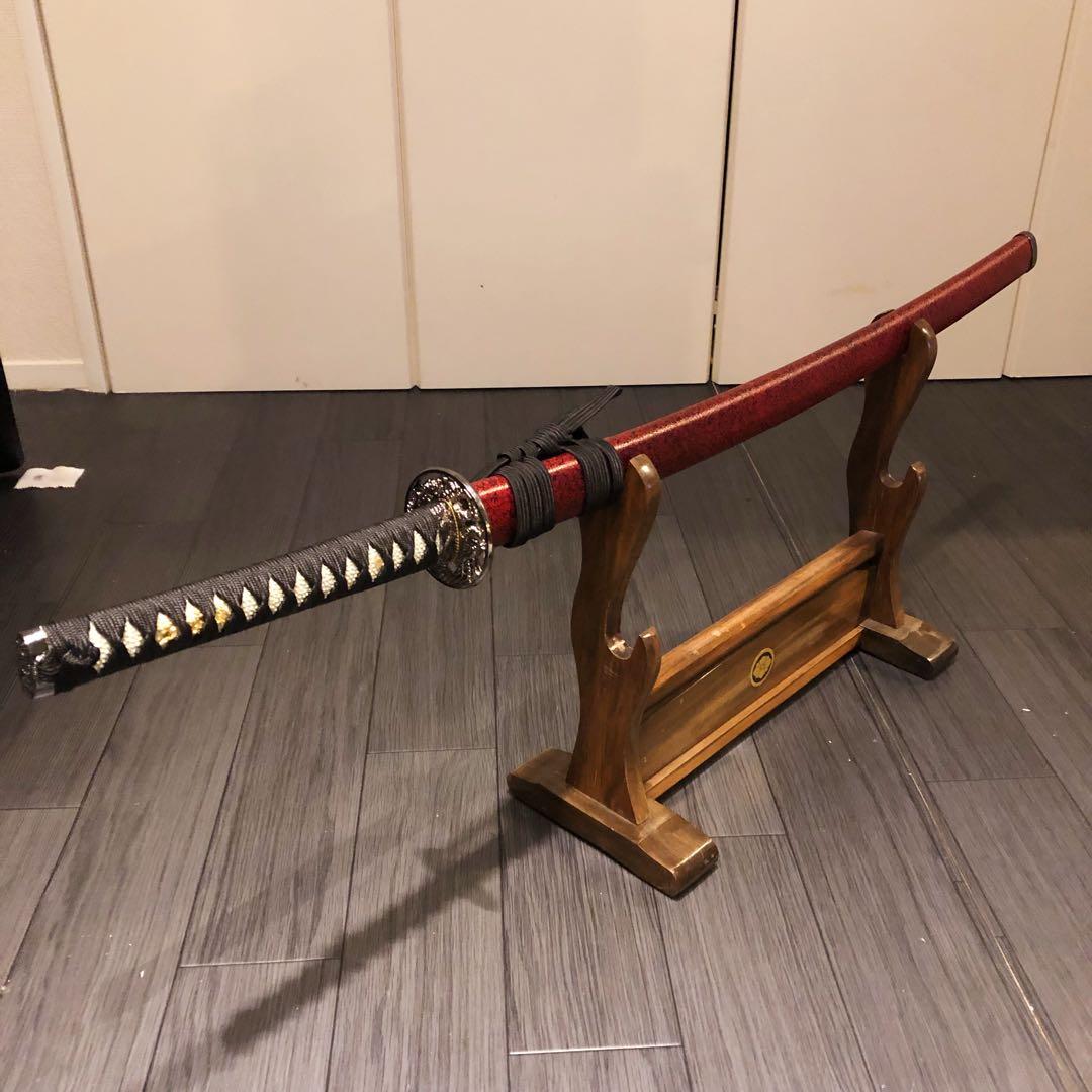 高級模造刀　陸奥守吉行　坂本龍馬拵え　居合刀　優乱刃紋　朱拵え　合金刀身