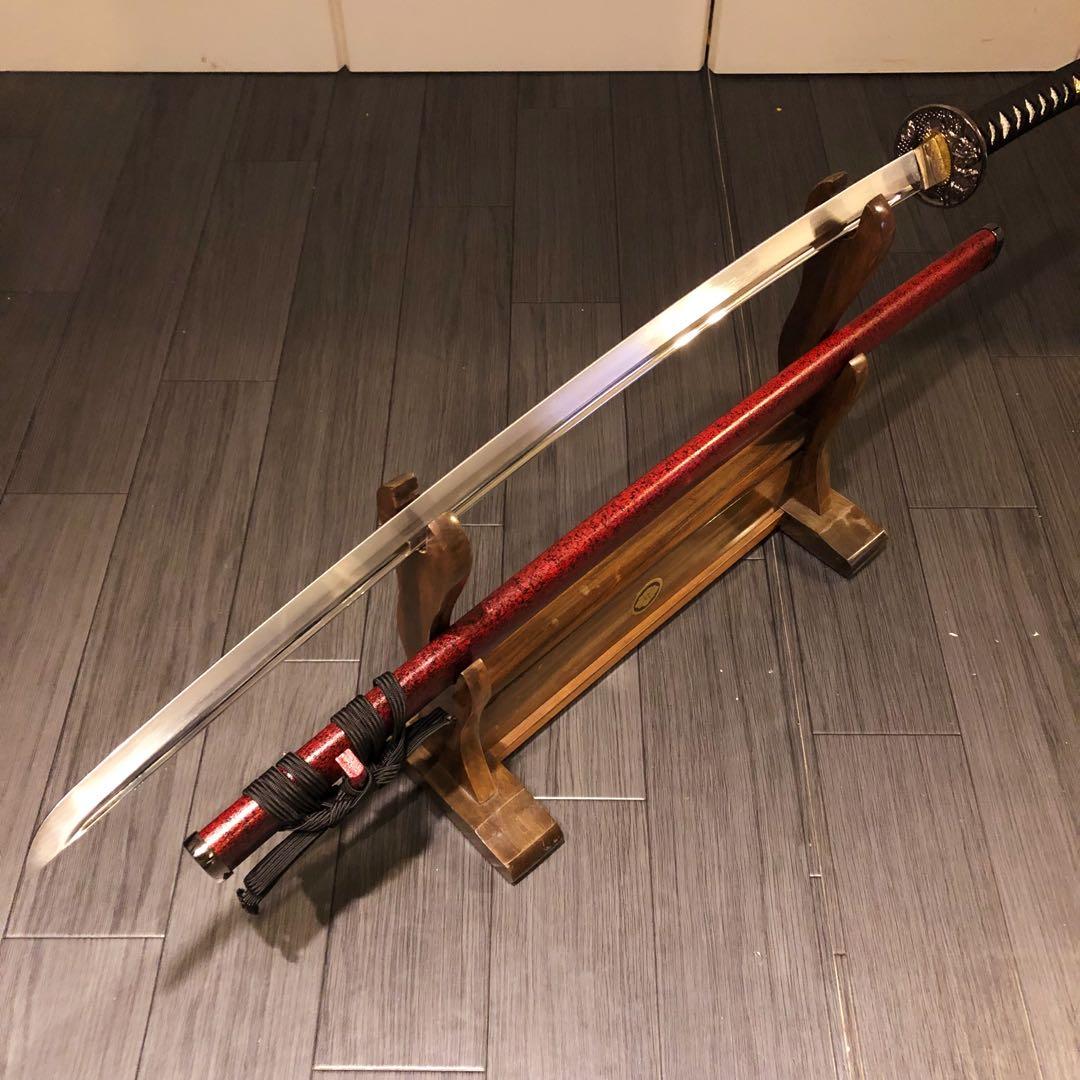 高級模造刀　陸奥守吉行　坂本龍馬拵え　居合刀　優乱刃紋　朱拵え　合金刀身