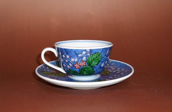 有田焼　　村上玄輝作　 染錦　 カップ＆ソーサー　珈琲碗皿 美術品 1564