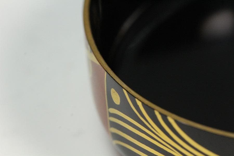 茶道具 花筏蒔絵 乾漆大棗 塗師 奥津一心斎作 共箱 美品(Ｋ-LC711)