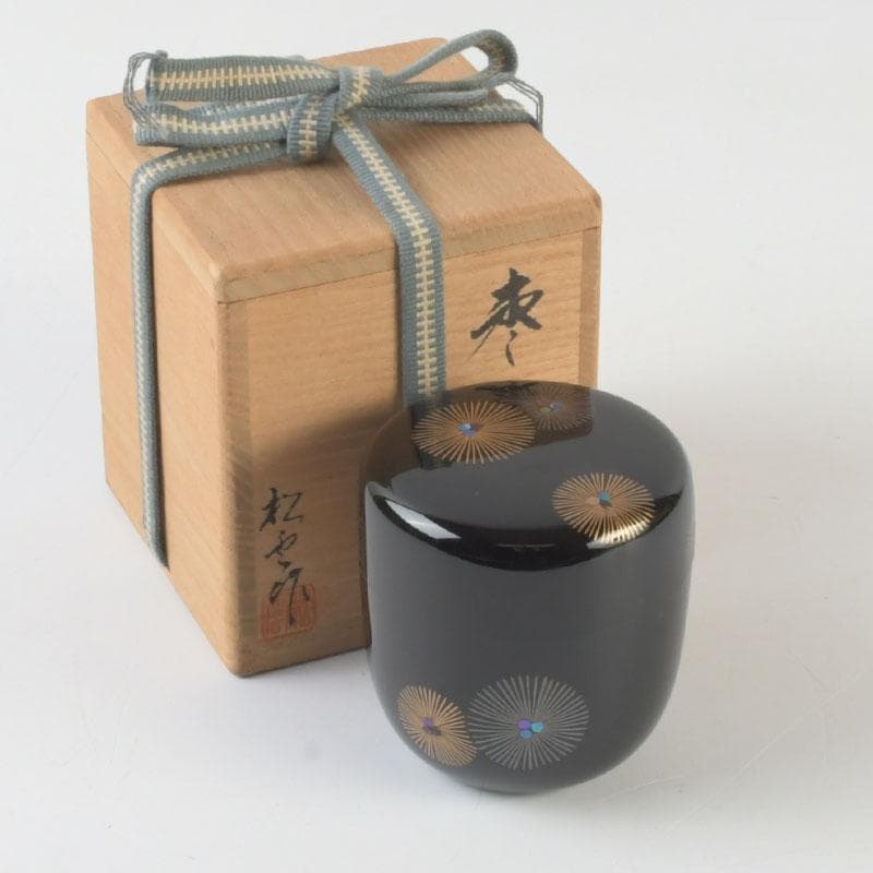 茶道具　松雲作　唐松蒔絵　棗　共箱　V　9798