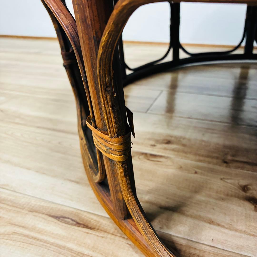 特大 ラタン カントークテーブル　籐 ローテーブル 竹細工 古民具 アジアン雑貨